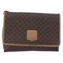 CELINE Macadam Canvas Schoudertas PVC Leer Bruin Goud Auth bs33452-13