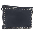 Jimmy Choo Pouch Leder Schwarz Silber Auth bs33457-1