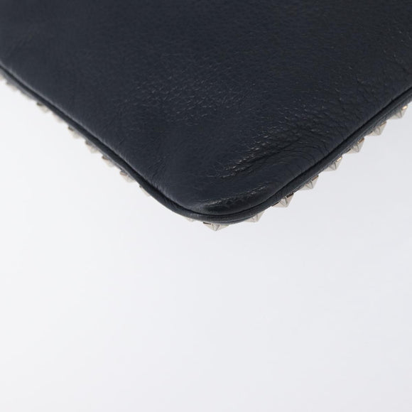 Jimmy Choo Pouch Leder Schwarz Silber Auth bs33457