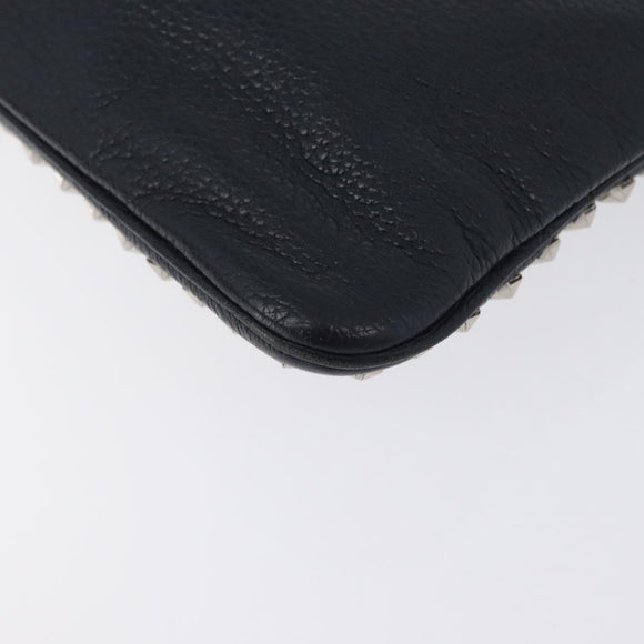 Jimmy Choo Pouch Leder Schwarz Silber Auth bs33457