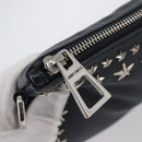 Jimmy Choo Pouch Leder Schwarz Silber Auth bs33457-12