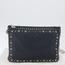 Jimmy Choo Pouch Leder Schwarz Silber Auth bs33457-19
