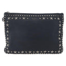 Jimmy Choo Pouch Leder Schwarz Silber Auth bs33457-2