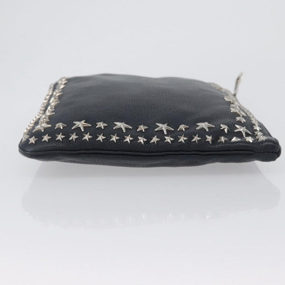 Jimmy Choo Pouch Leder Schwarz Silber Auth bs33457