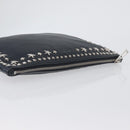Jimmy Choo Pouch Leder Schwarz Silber Auth bs33457-6