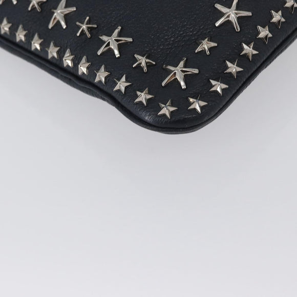 Jimmy Choo Pouch Leder Schwarz Silber Auth bs33457