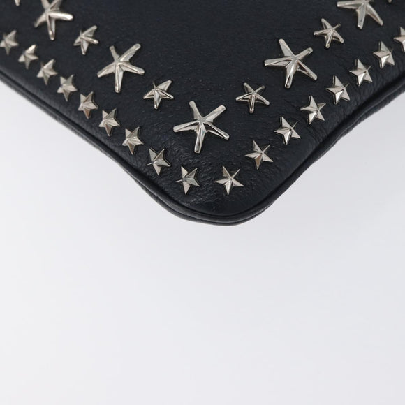 Jimmy Choo Pouch Leder Schwarz Silber Auth bs33457