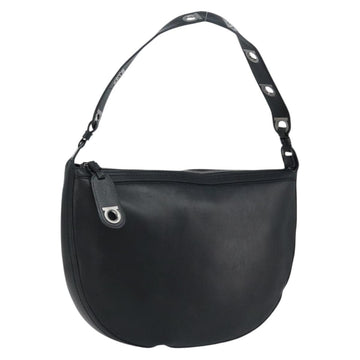 Salvatore Ferragamo Shoulder Bag Leather Black Silver Auth bs33458