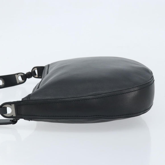 Salvatore Ferragamo Shoulder Bag Leather Black Silver Auth bs33458