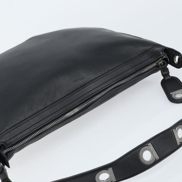 Salvatore Ferragamo Shoulder Bag Leather Black Silver Auth bs33458