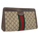 GUCCI GG Supreme Web Sherry Line Bag PVC Beige 41 011 2125 28 Auth bs33459-1