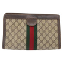 GUCCI GG Supreme Web Sherry Line Bag PVC Beige 41 011 2125 28 Auth bs33459-13