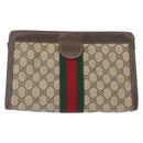GUCCI GG Supreme Web Sherry Line Bag PVC Beige 41 011 2125 28 Auth bs33459-2