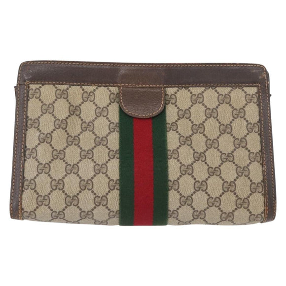 GUCCI GG Supreme Web Sherry Line Bag PVC Beige 41 011 2125 28 Auth bs33459
