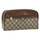 GUCCI GG Supreme Clutch Bag PVC Leather Beige Gold 014 58 6086 Auth bs33460-1