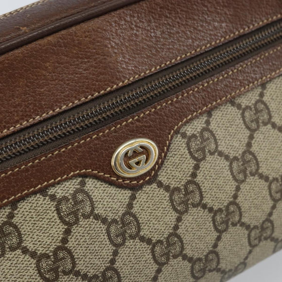 GUCCI GG Supreme Clutch Bag PVC Leather Beige Gold 014 58 6086 Auth bs33460