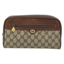 GUCCI GG Supreme Clutch Bag PVC Leather Beige Gold 014 58 6086 Auth bs33460-13