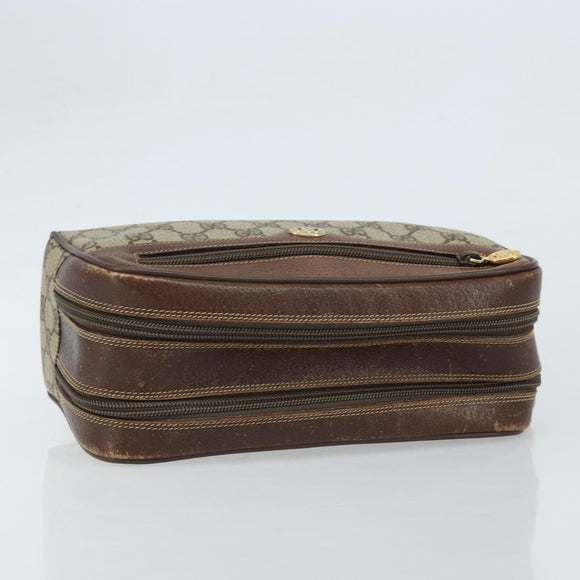 GUCCI GG Supreme Clutch Bag PVC Leather Beige Gold 014 58 6086 Auth bs33460