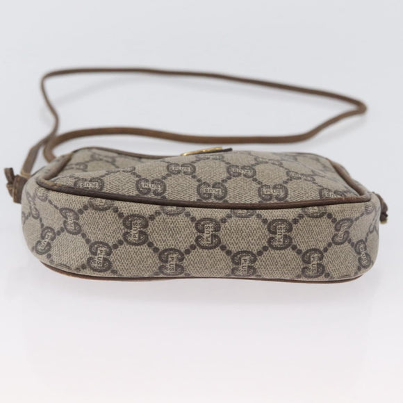 GUCCI GG Plus Supreme Shoulder Bag PVC Beige Gold Auth bs33461
