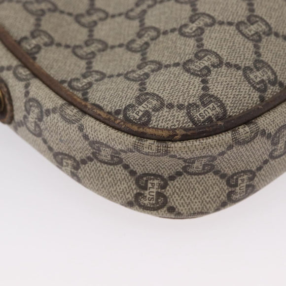 GUCCI GG Plus Supreme Shoulder Bag PVC Beige Gold Auth bs33461