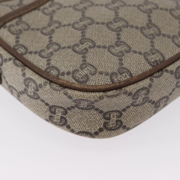 GUCCI GG Plus Supreme Shoulder Bag PVC Beige Gold Auth bs33461