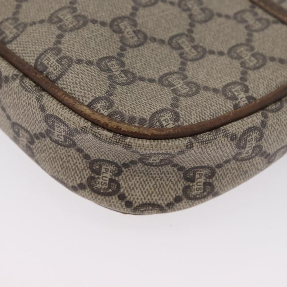 GUCCI GG Plus Supreme Shoulder Bag PVC Beige Gold Auth bs33461