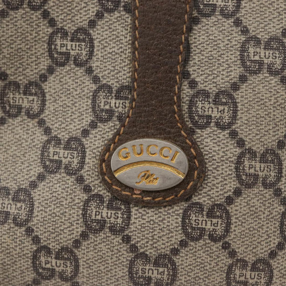 GUCCI GG Plus Supreme Shoulder Bag PVC Beige Gold Auth bs33461