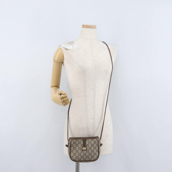 GUCCI GG Plus Supreme Shoulder Bag PVC Beige Gold Auth bs33461