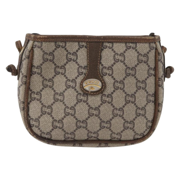 GUCCI GG Plus Supreme Shoulder Bag PVC Beige Gold Auth bs33461