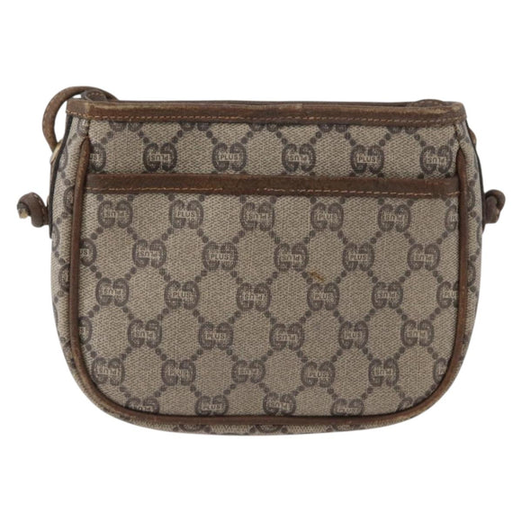 GUCCI GG Plus Supreme Shoulder Bag PVC Beige Gold Auth bs33461
