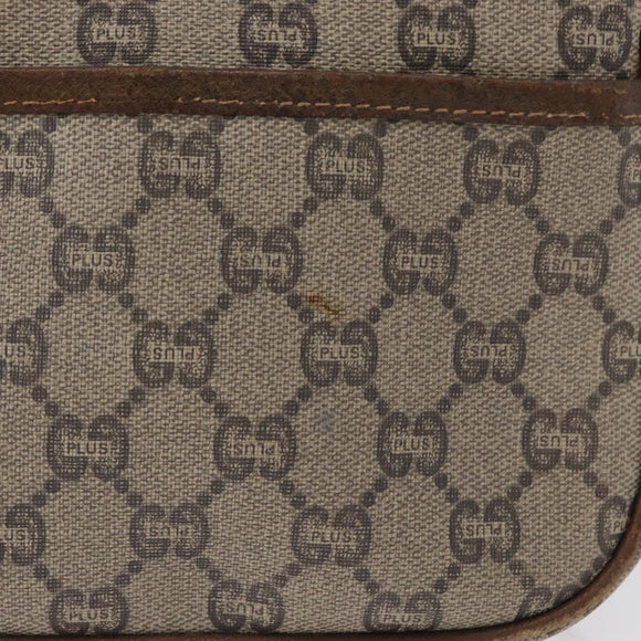 GUCCI GG Plus Supreme Shoulder Bag PVC Beige Gold Auth bs33461