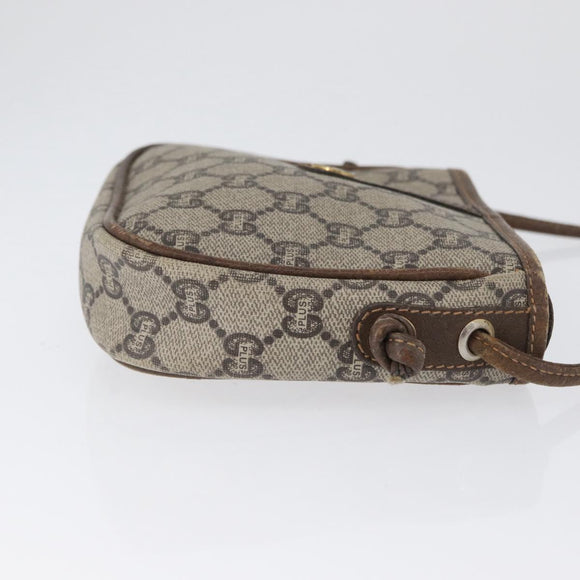 GUCCI GG Plus Supreme Shoulder Bag PVC Beige Gold Auth bs33461