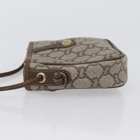 GUCCI GG Plus Supreme Shoulder Bag PVC Beige Gold Auth bs33461