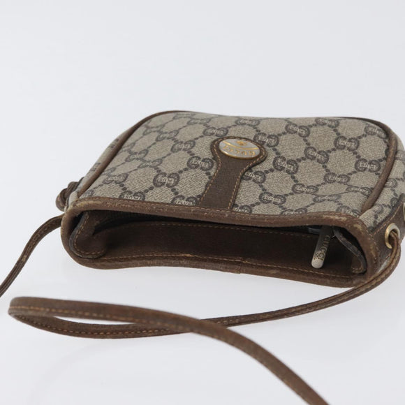 GUCCI GG Plus Supreme Shoulder Bag PVC Beige Gold Auth bs33461