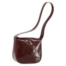 GUCCI Shoulder Bag Patent leather Brown Silver Auth bs33463-1