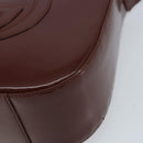 GUCCI Shoulder Bag Patent leather Brown Silver Auth bs33463-10