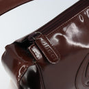 GUCCI Shoulder Bag Patent leather Brown Silver Auth bs33463-14