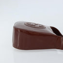 GUCCI Shoulder Bag Patent leather Brown Silver Auth bs33463-4
