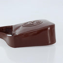 GUCCI Shoulder Bag Patent leather Brown Silver Auth bs33463-5