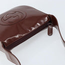 GUCCI Shoulder Bag Patent leather Brown Silver Auth bs33463-6