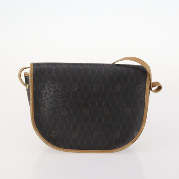 Christian Dior Honeycomb Canvas Bag Leather PVC 2 Set Black Auth bs33467