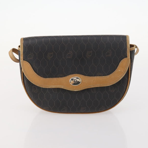 Christian Dior Honeycomb Canvas Bag Leather PVC 2 Set Black Auth bs33467