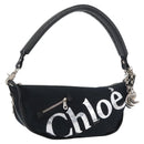 Chloe Shoulder Bag Canvas Black Silver Auth bs33468-1