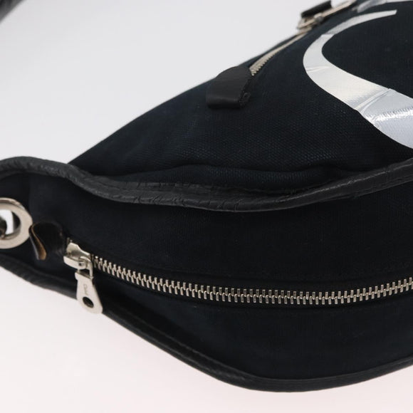 Chloe Shoulder Bag Canvas Black Silver Auth bs33468