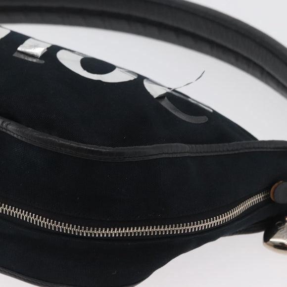 Chloe Shoulder Bag Canvas Black Silver Auth bs33468