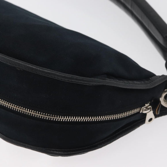 Chloe Shoulder Bag Canvas Black Silver Auth bs33468