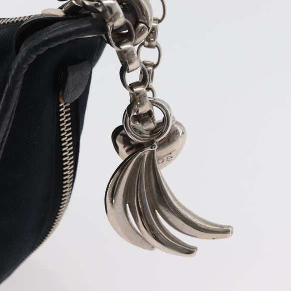 Chloe Shoulder Bag Canvas Black Silver Auth bs33468