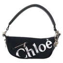 Chloe Shoulder Bag Canvas Black Silver Auth bs33468-2