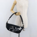 Chloe Shoulder Bag Canvas Black Silver Auth bs33468-26