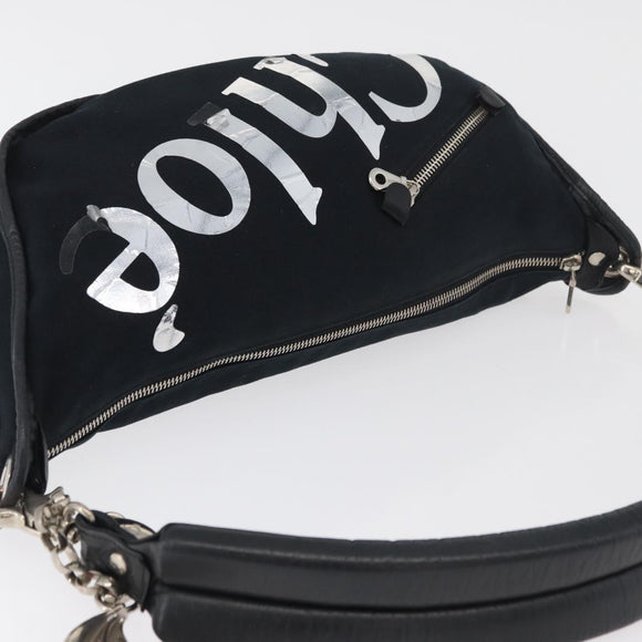Chloe Shoulder Bag Canvas Black Silver Auth bs33468